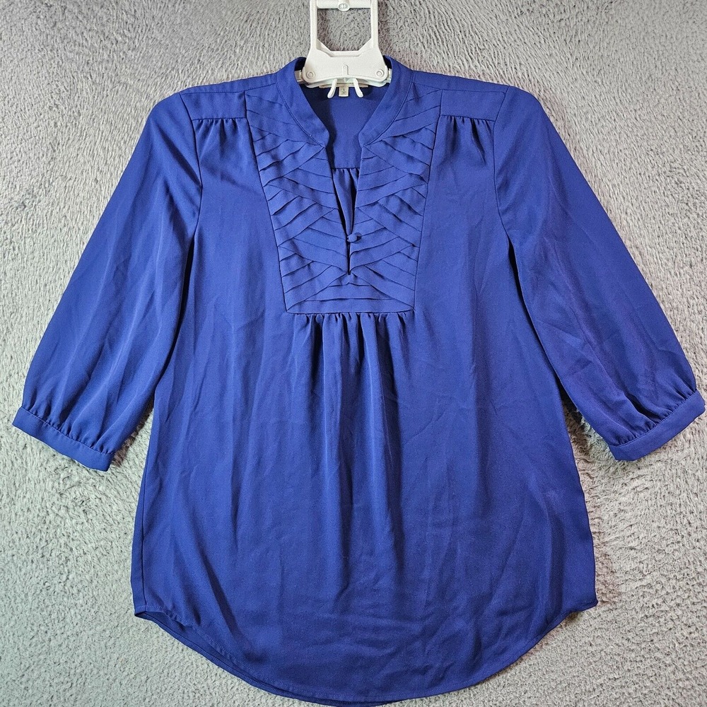 41 Hawthorn Top Blouse Women Small 3/4 Sleeve Blue
